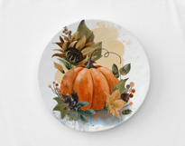 Watercolor pumpkin with fall flowers, acorns and berries Product Image 6