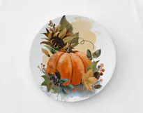 Watercolor pumpkin with fall flowers, acorns and berries Product Image 6