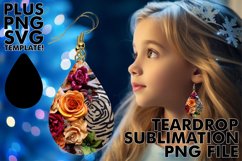 Teardrop Earrings: Sunflower &amp; Leopard Sublimation Product Image 1