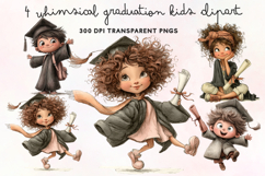 Whimsical Graduation Kids Clipart PNG Product Image 1