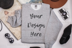 Gildan 18000 Sport Grey sweatshirt folded mockup Product Image 1