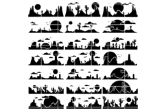 Desert landscape SVG. Cactus Scene png. Desert clipart. Product Image 1