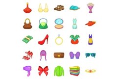 Purchases icons set, cartoon style Product Image 1