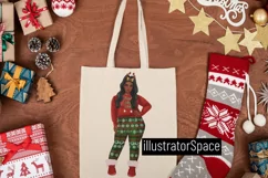 African Amrican girl clipart, Plus size girl clipart, Xmas Product Image 10