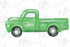 Watercolor colorful truck clip art. Printable pickup cars Product Image 12
