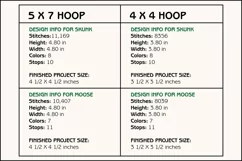 Skunk & Moose Coasters - 4 x 4 and 5 x 7 Hoops Product Image 3