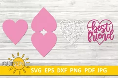 Best friend Papercut card | Valentine's day Floral heart Product Image 2
