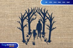 Dog and Girl Papercut SVG Product Image 1