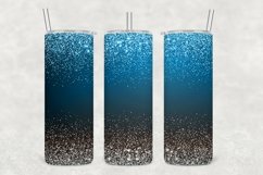 Black and Blue Sparkle Glitter Tumbler Wrap Sublimation Product Image 1