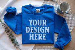 Gildan 18000 Royal Folded Flat Lay Mockups Product Image 1