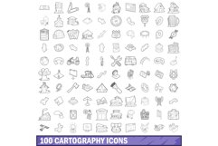 100 cartography icons set, outline style Product Image 1