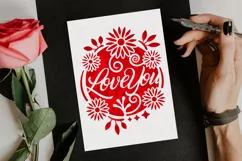 Papercut Love You Card Cover with Flowers and Curls Design Product Image 4