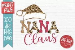 Nana Claus Sublimation PNG | Family Christmas T-shirt Product Image 1