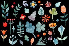 Modern watercolor floral clipart, scandinavian folk art Product Image 2