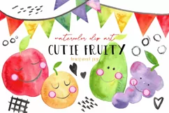 Kawaii Cutie Fruity Watercolor Fruit Clip Art Illustrations Product Image 1