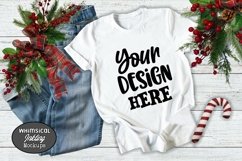 Candy Cane White Tee-Christmas Shirt Mockup Product Image 1