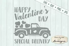 Happy Valentines Day Truck SVG DXF Cut File Product Image 2