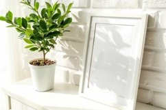 Mockup of a close-up poster frame in a cozy light interior Product Image 1
