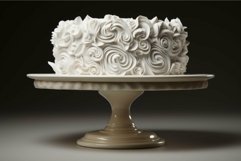 Elegant white ceramic cake stand with rosette design Product Image 1