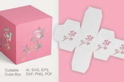 Cuttable Cube Favor Box with Rosebud Template SVG EPS Product Image 2