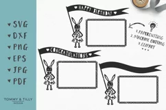 Bunny Holding Banner - SVG DXF PNG EPS JPG PDF Product Image 1