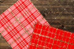 16 Luxury Gold and Red Glitter Plaid Tartan Digital Papers Product Image 4