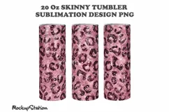 Pink Glitter Cheetah 20oz Skinny Tumbler Design PNG Product Image 2
