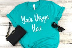 Bella 3001 Teal Shirt Mockup Photo - Flatlay Photo Product Image 1