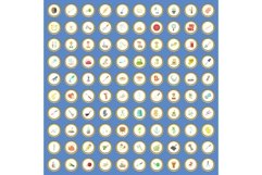 100 handicraft icons set cartoon vector Product Image 1