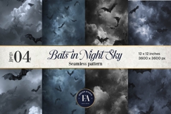 Bats Night Sky Pattern, Dark Gothic Bat Seamless Paper Product Image 1