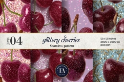 Glitter Coquette Cherry Pattern | Sparkly Glam Texture Paper Product Image 1