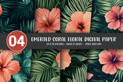 Cyan Pink Tropical Digital Paper Product Image 1