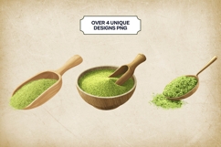 Matcha Wooden Spoon Clipart 4 PNG Product Image 2