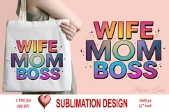 WIFE MOM BOSS clipart | Mothers day Sublimation design png Product Image 2