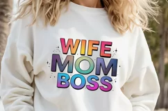 WIFE MOM BOSS clipart | Mothers day Sublimation design png Product Image 1