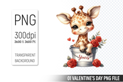 Cute Giraffe PNG, Valentine&#039;s Day Sublimation PNG Product Image 1