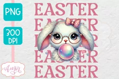 Cute Easter sublimation PNG, Coquette bunny PNG design Product Image 1