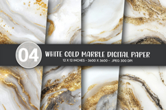 White Gold Marble Digital Paper Product Image 1