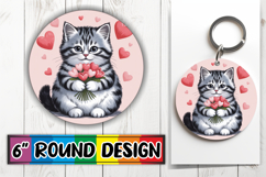 Joyful Round Keychain Magic PNG, Cat Valentin's Day Product Image 1