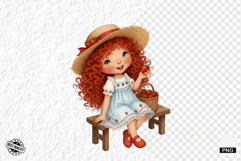 Summer Strawberry Girl Clipart Product Image 1