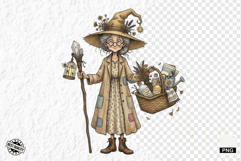 Whimsical Summer Witch Clipart Product Image 1