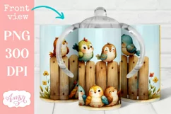 Cute birds sippy cup sublimation PNG, Kids tumbler template Product Image 1