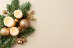 Christmas Candles Background, Christmas Branch Background Product Image 1