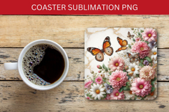 square coaster - flower butterfly Product Image 1