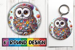 Lively Owl : Playful 3D Sub Print Round, Keychain Product Image 1