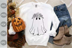 Boo with Flowers SVG Cut Files/ Halloween SVG Cut Files Product Image 2