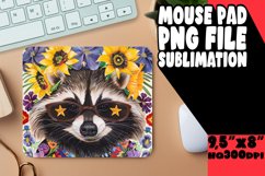 Bright Raccoon with Flowers Mouse Pad Design PNG Product Image 1