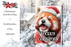 Merry Christmas Garden Flag, Christmas Red Panda Garden Flag Product Image 1