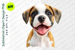 Adorable Boxer Puppy Portrait Clipart With Energetic PNG Product Image 1