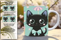 Artistic Watercolor Cat Mug Wrap PNG Product Image 1